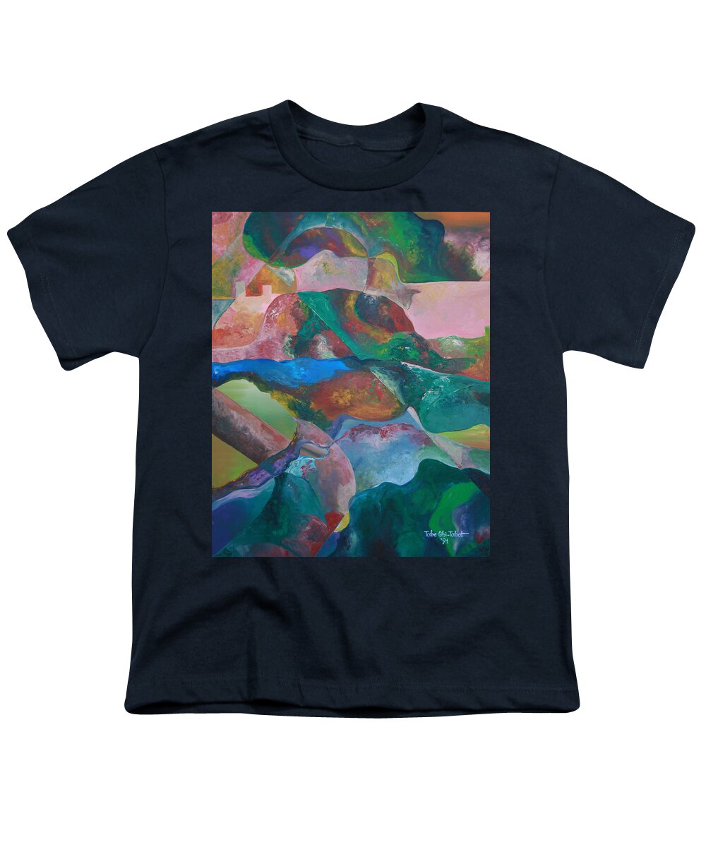 Series 1c Youth T-Shirt featuring the painting Series 1C by Obi-Tabot Tabe