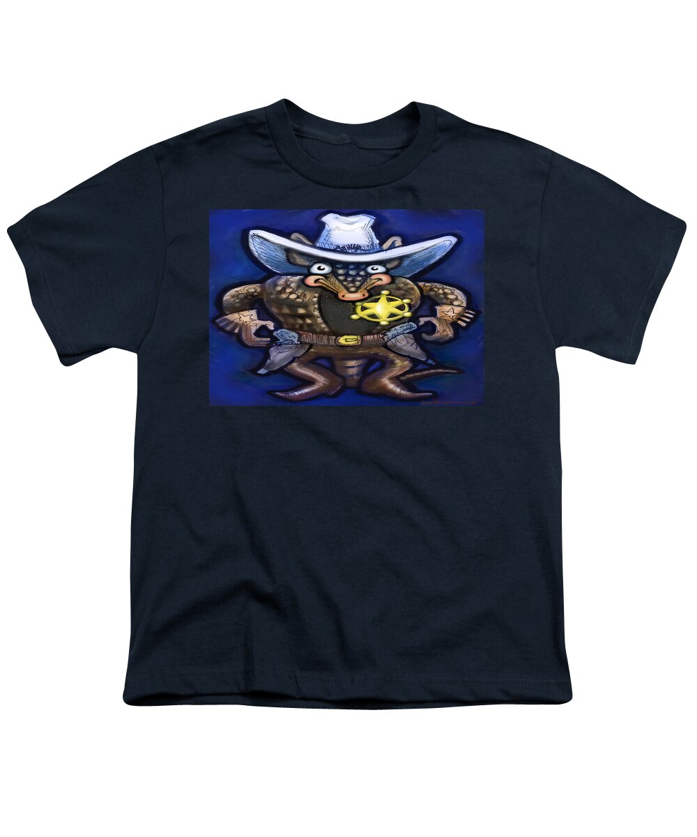 Sheriff Youth T-Shirt featuring the digital art Sheriff Dillo by Kevin Middleton