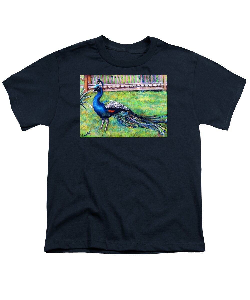 Peacock Youth T-Shirt featuring the painting Shimmer by Beverly Boulet