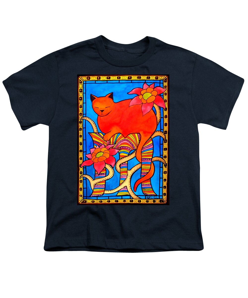 Cats Youth T-Shirt featuring the painting Sleeping Beauty by Dora Hathazi Mendes by Dora Hathazi Mendes