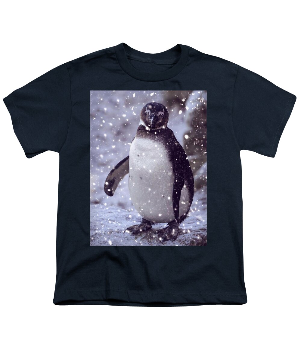 Penguin Youth T-Shirt featuring the photograph SnowPenguin by Chris Boulton