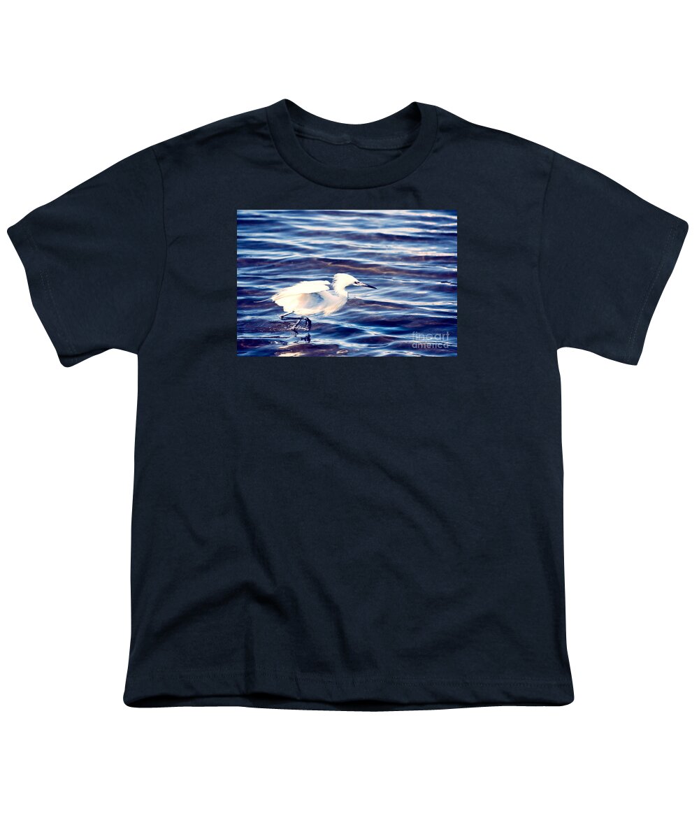 Egret Youth T-Shirt featuring the photograph Splashing About V6 by Douglas Barnard