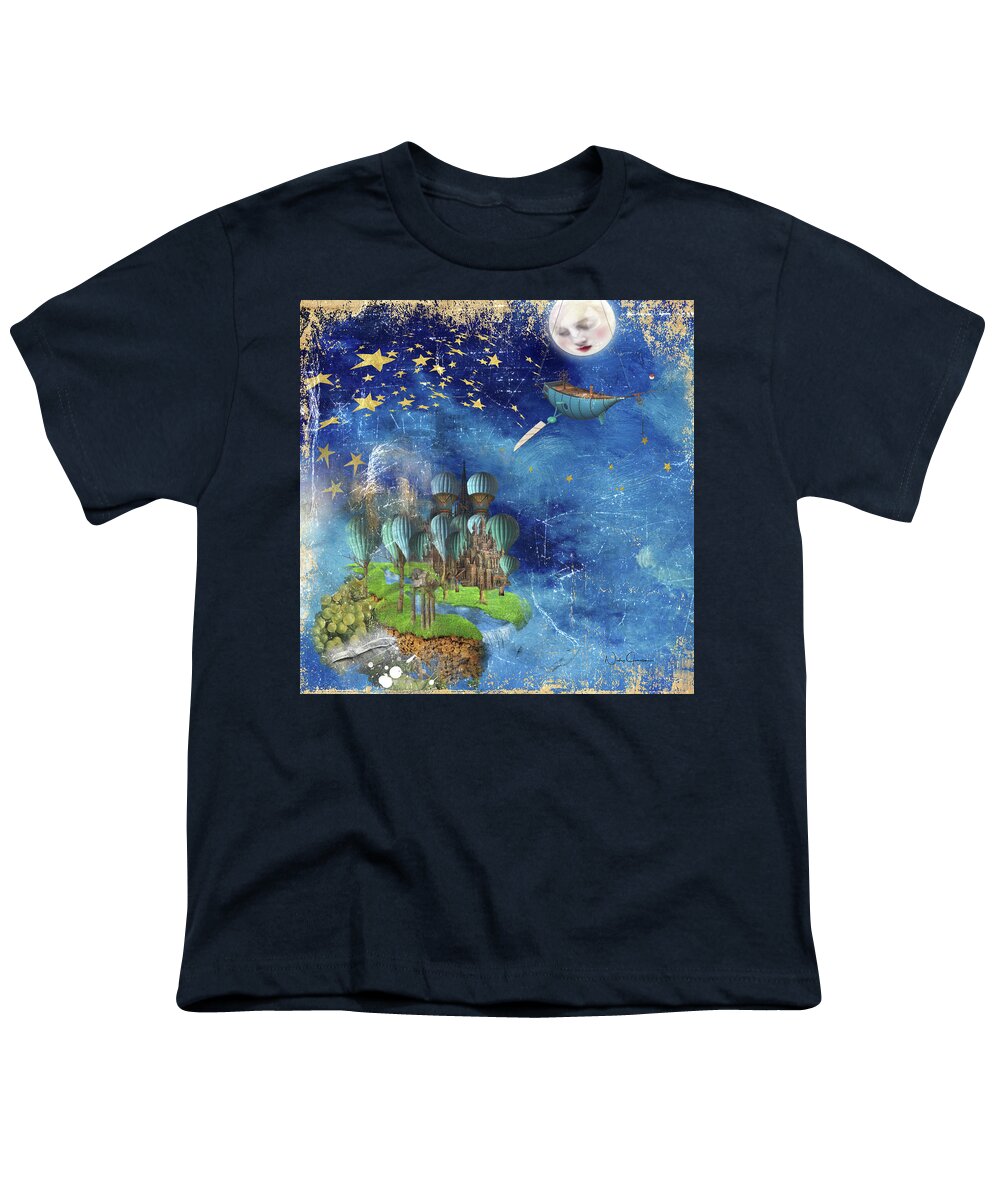 Art Youth T-Shirt featuring the digital art StarFishing in a Mystical Land by Nicky Jameson