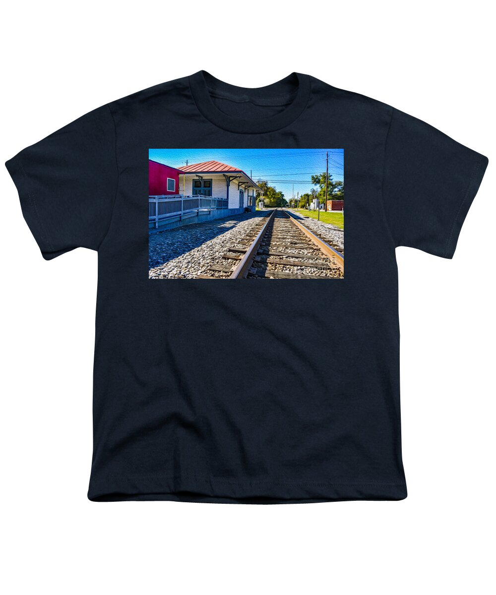 Trans Youth T-Shirt featuring the painting The Old Byron Train Depot by DB Hayes