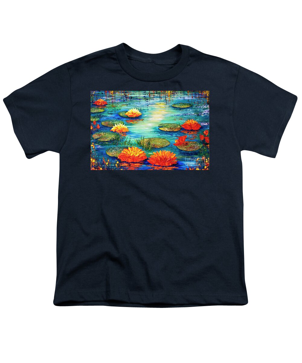 Lilies Youth T-Shirt featuring the painting Tranquility V by Teresa Wegrzyn