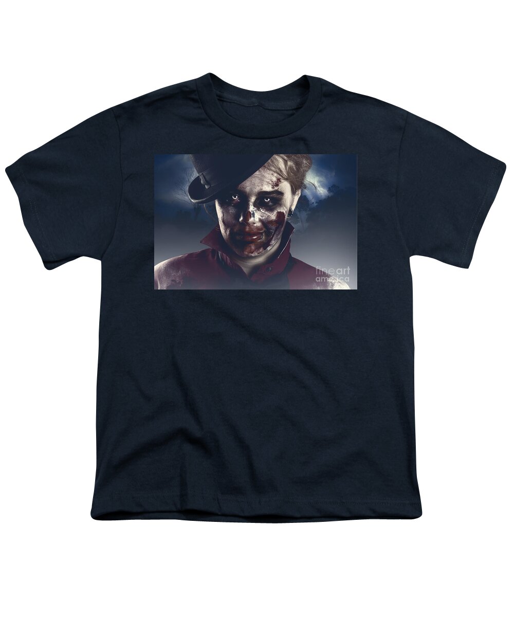 Apocalypse Youth T-Shirt featuring the photograph Twilight nightmare. Possessed halloween girl by Jorgo Photography
