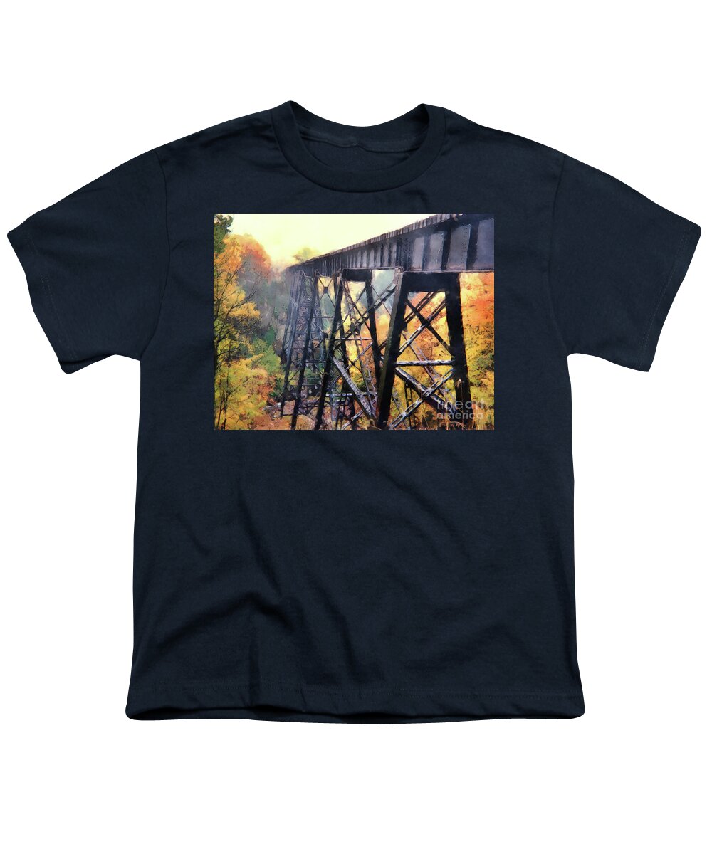Train Trestle Youth T-Shirt featuring the photograph Upper Peninsula Train Trestle by Phil Perkins