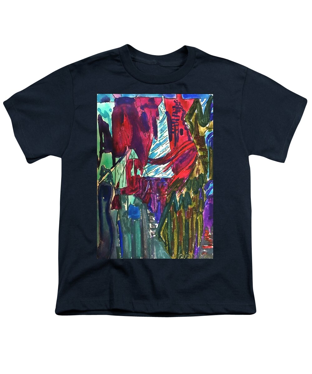 Abstract Youth T-Shirt featuring the painting Valentine's Day by Angela Weddle