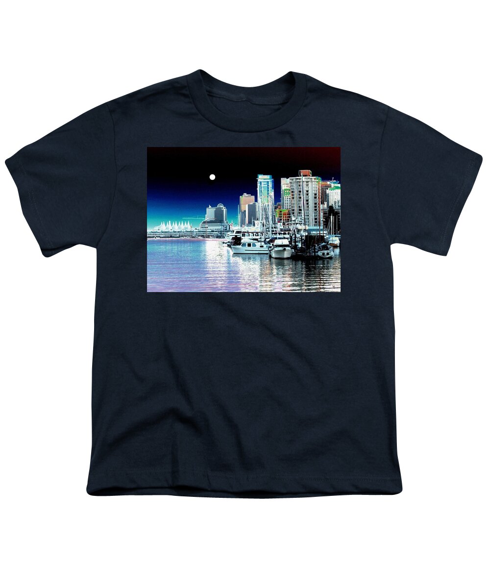 Vancouver Harbor Youth T-Shirt featuring the digital art Vancouver Harbor Moonrise by Will Borden