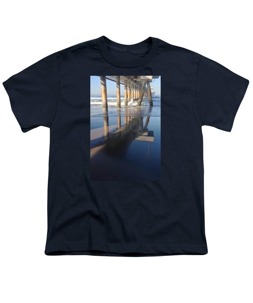 Venice Beach Pier Youth T-Shirt featuring the photograph Venice Beach Pier Reflection by Art Block Collections