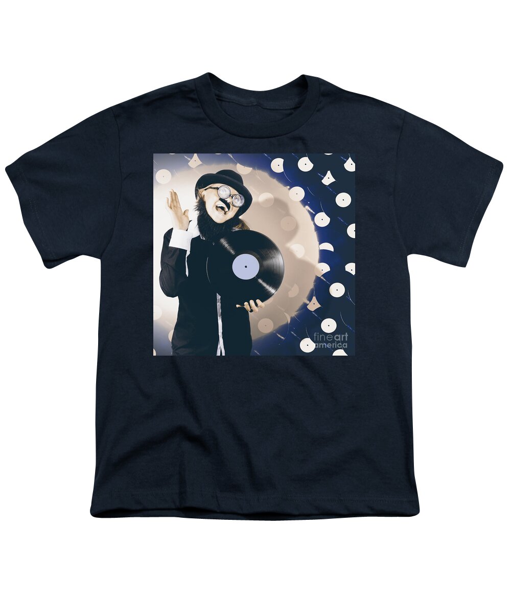 Audiophile Youth T-Shirt featuring the photograph Vintage DJ bringing back the retro beat by Jorgo Photography