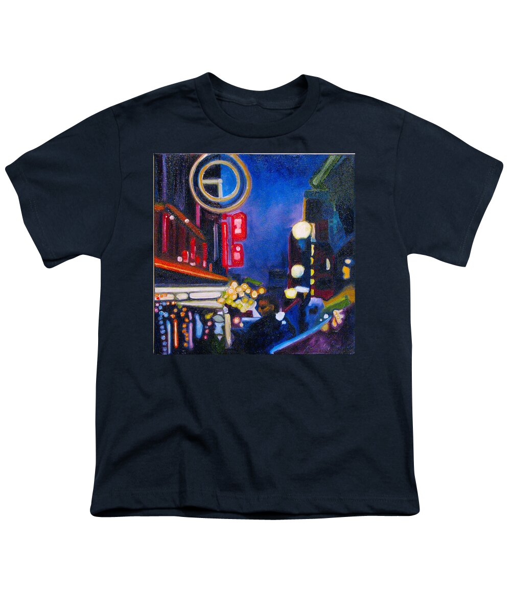 Night Scene Youth T-Shirt featuring the painting Wandering at Dusk by Patricia Arroyo