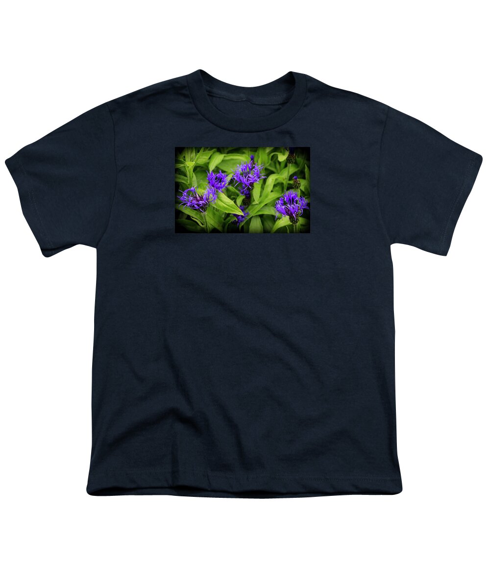 Flowers Youth T-Shirt featuring the photograph Wild Cornflowers in Iceland by Venetia Featherstone-Witty