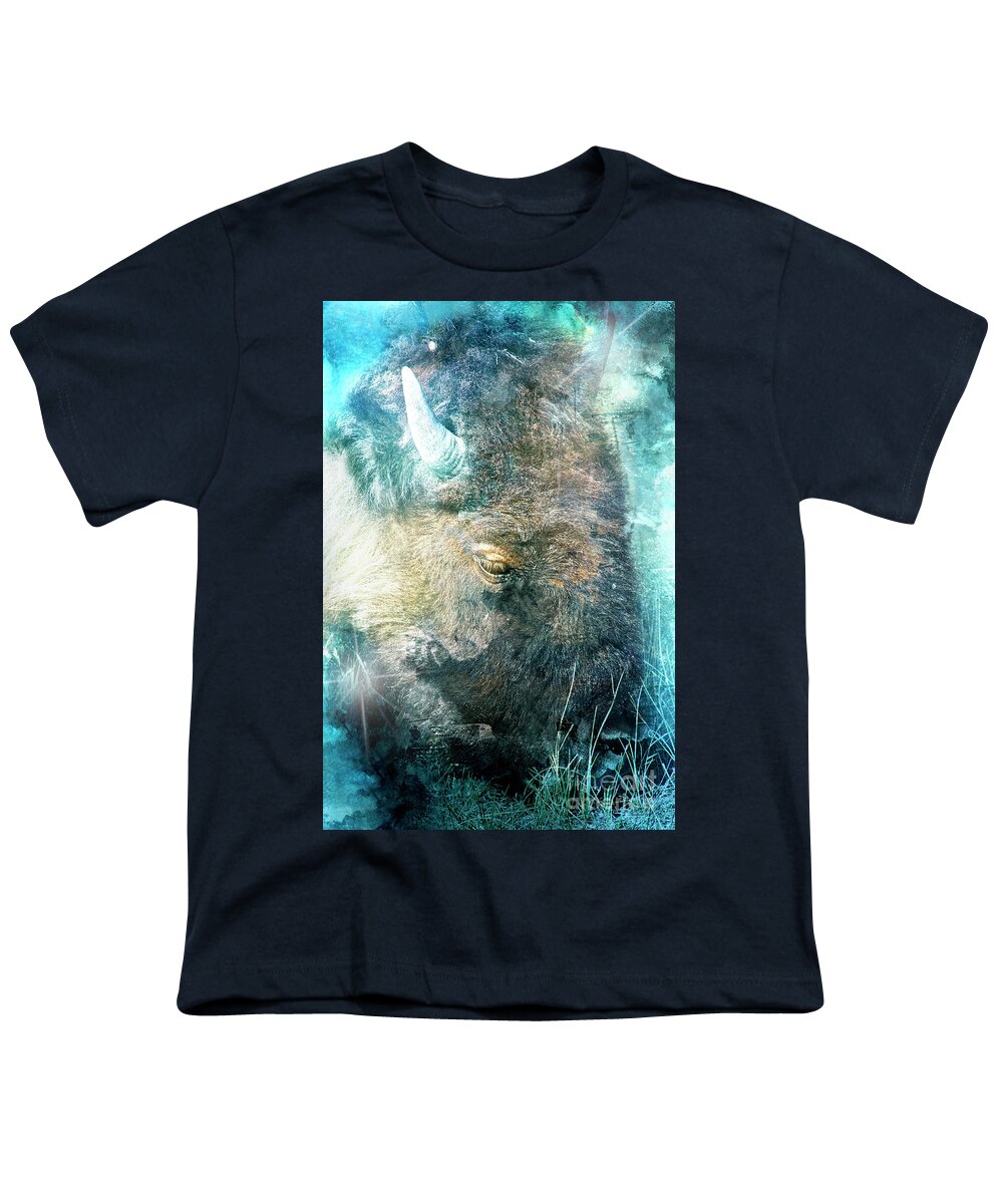 Bison Youth T-Shirt featuring the photograph Wise Beast by Janie Johnson