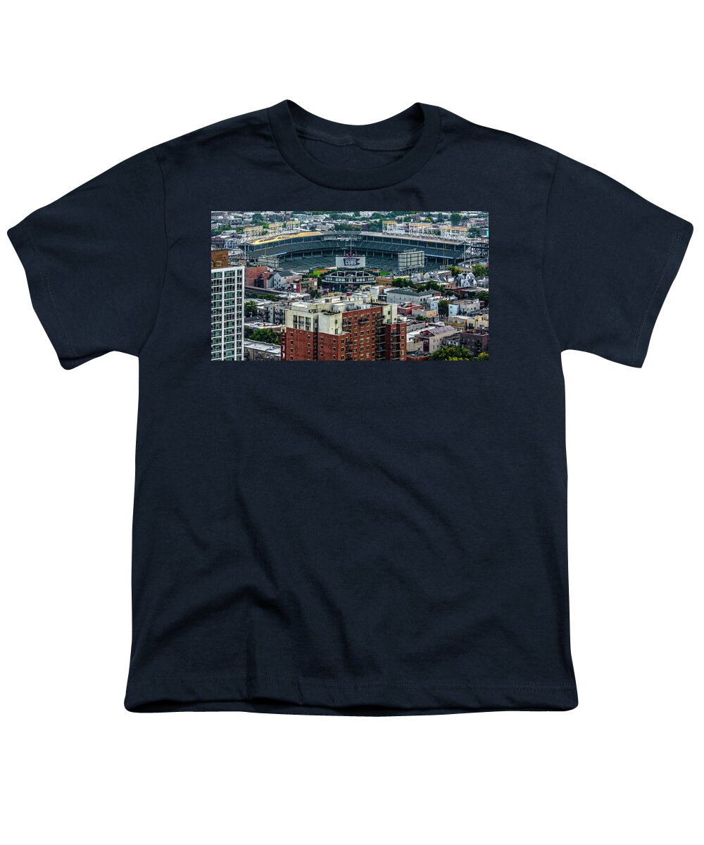 Wrigley Field Park Place Towers During The Day Dsc4743 Youth T-Shirt featuring the photograph Wrigley Field Park Place Towers during the Day DSC4743 by Raymond Kunst