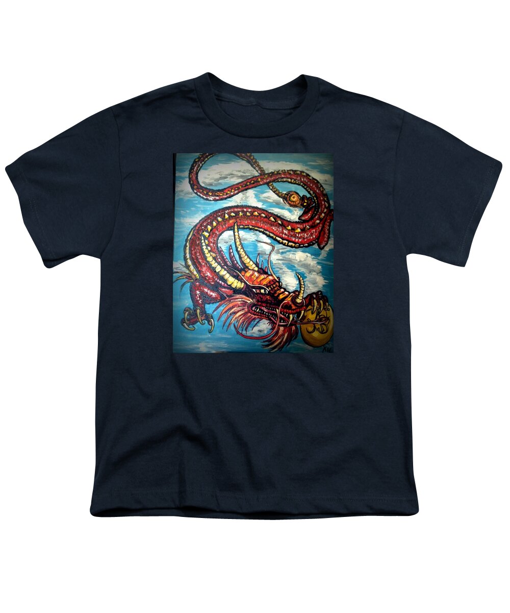 Dragon Youth T-Shirt featuring the painting Year Of The Dragon by Alexandria Weaselwise Busen