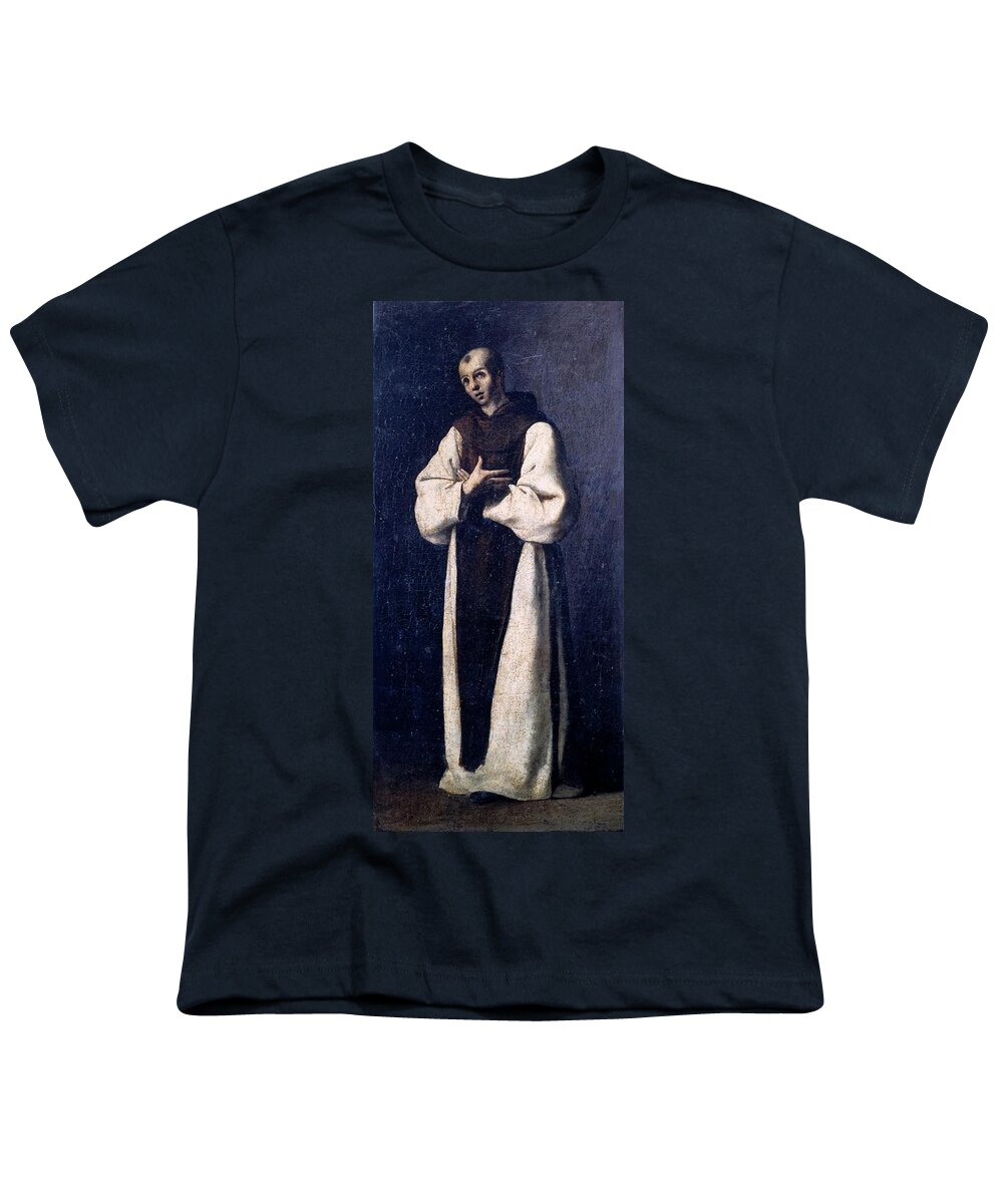 Francisco De Zurbaran Youth T-Shirt featuring the painting Monasterio de Guadalupe. #1 by Francisco de Zurbaran -c 1598-1664-
