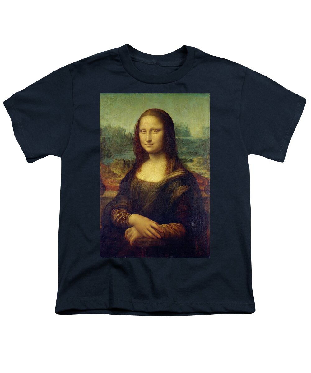 Leonardo Da Vinci Youth T-Shirt featuring the painting Mona Lisa by Leonardo Da Vinci