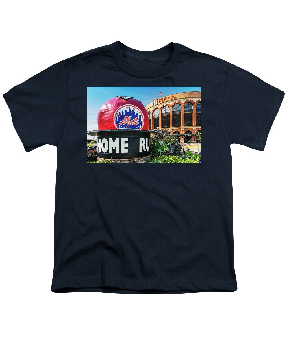 Estock Youth T-Shirt featuring the digital art Citi Field Baseball Stadium, Nyc #2 by Laura Zeid