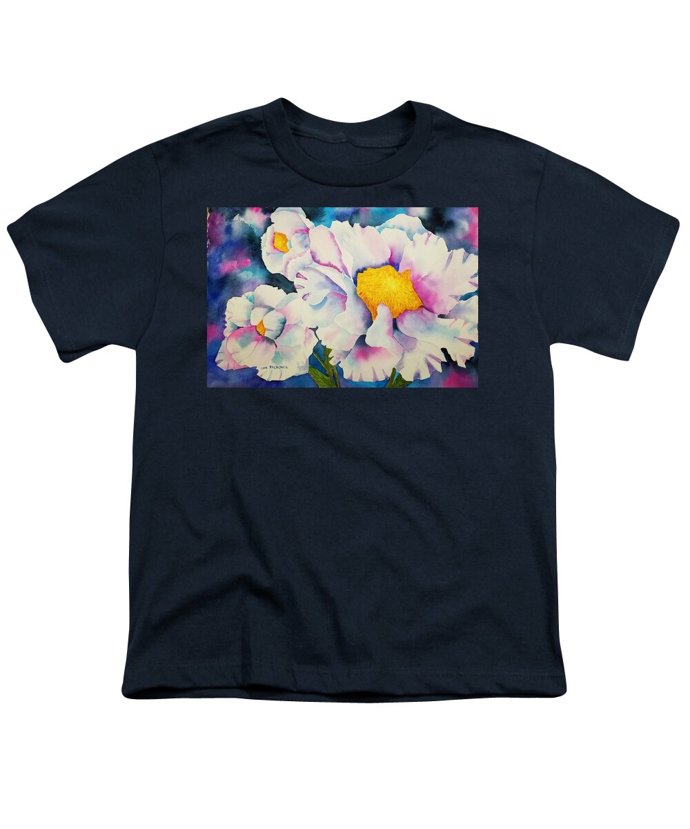 White Flowers Youth T-Shirt featuring the painting 3 White Flowers by Ann Frederick