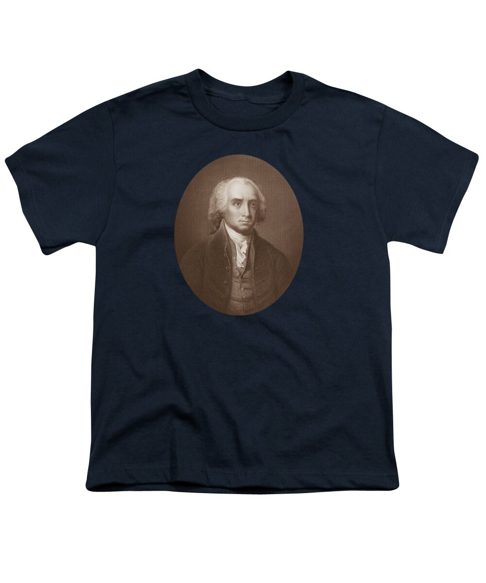 President Madison Youth T-Shirt featuring the drawing James Madison Engraved Portrait by War Is Hell Store