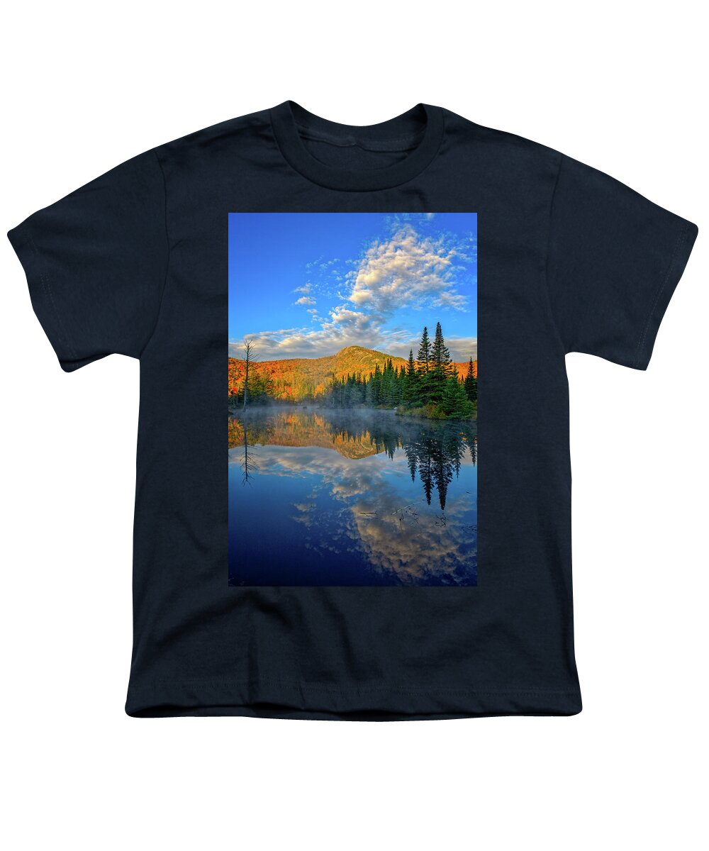 Cumulous Clouds Youth T-Shirt featuring the photograph Autumn Sky, Mountain Pond by Jeff Sinon