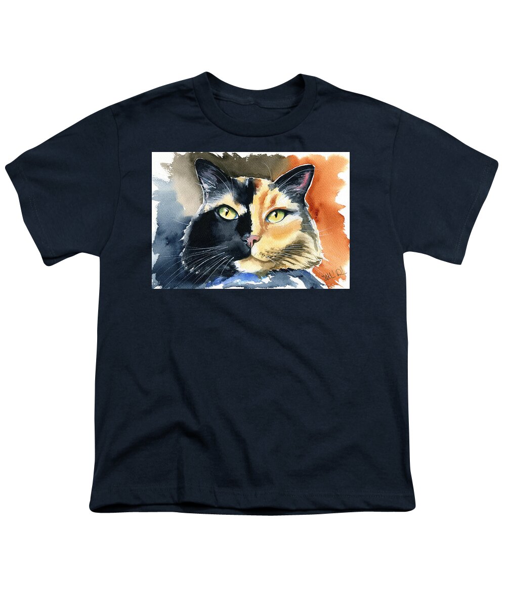 Cats Youth T-Shirt featuring the painting Calico Cats Rule by Dora Hathazi Mendes