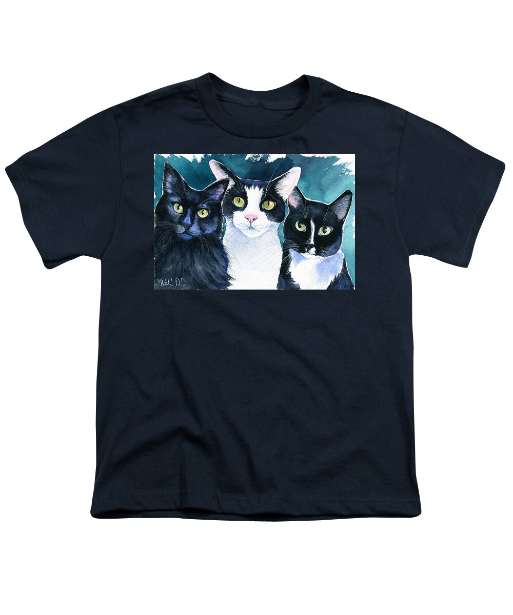 Cat Youth T-Shirt featuring the painting Cope Boys by Dora Hathazi Mendes