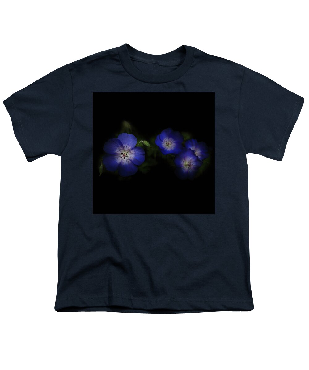 Garden Youth T-Shirt featuring the photograph Enchanted Blues in Square by Debra and Dave Vanderlaan