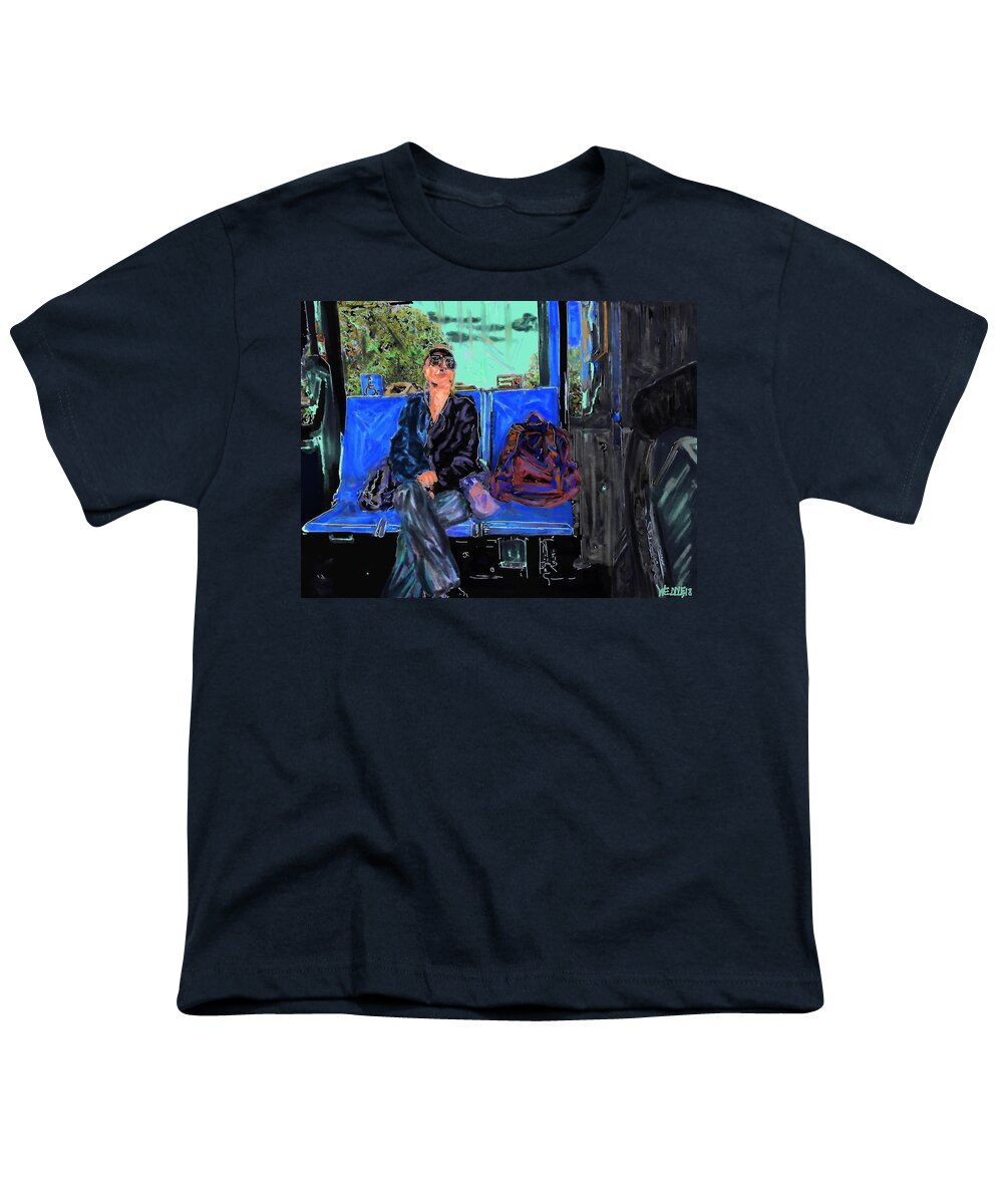 Evening Youth T-Shirt featuring the digital art Evening Bus Ride 2 by Angela Weddle