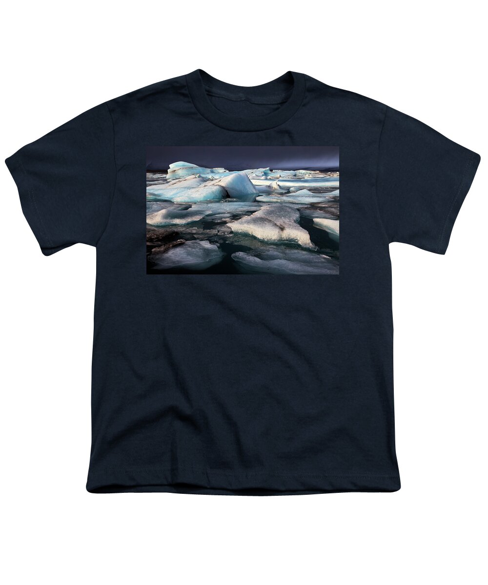 Heike Odermatt Youth T-Shirt featuring the photograph Lake At Vatnajokull Glacier by Heike Odermatt