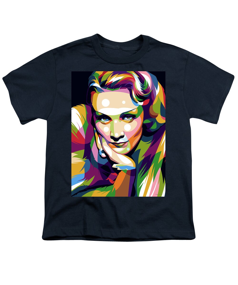Marlene Dietrich Youth T-Shirt featuring the digital art Marlene Dietrich by Movie World Posters