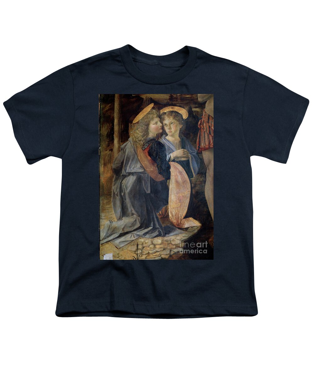 Da Vinci Youth T-Shirt featuring the painting The Baptism Of Christ, Detail by Andrea Del Verrocchio