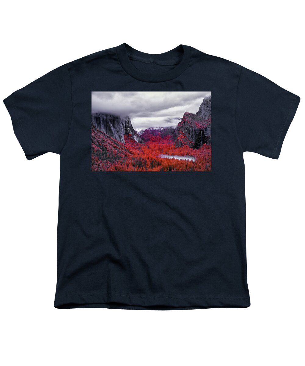 Yosemite Youth T-Shirt featuring the photograph Yosemite in Red by Jon Glaser