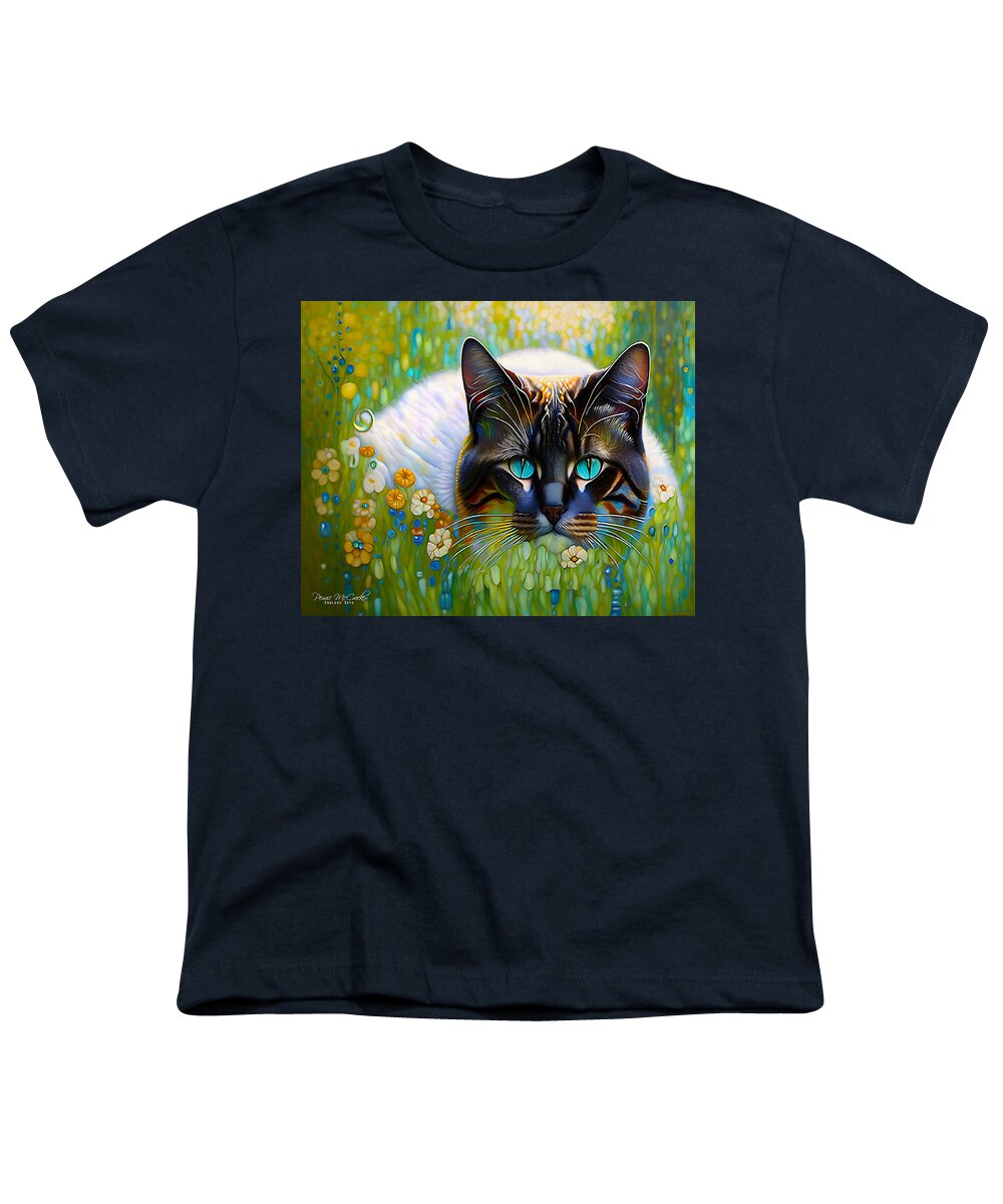 Cat Youth T-Shirt featuring the mixed media I See You by Pennie McCracken