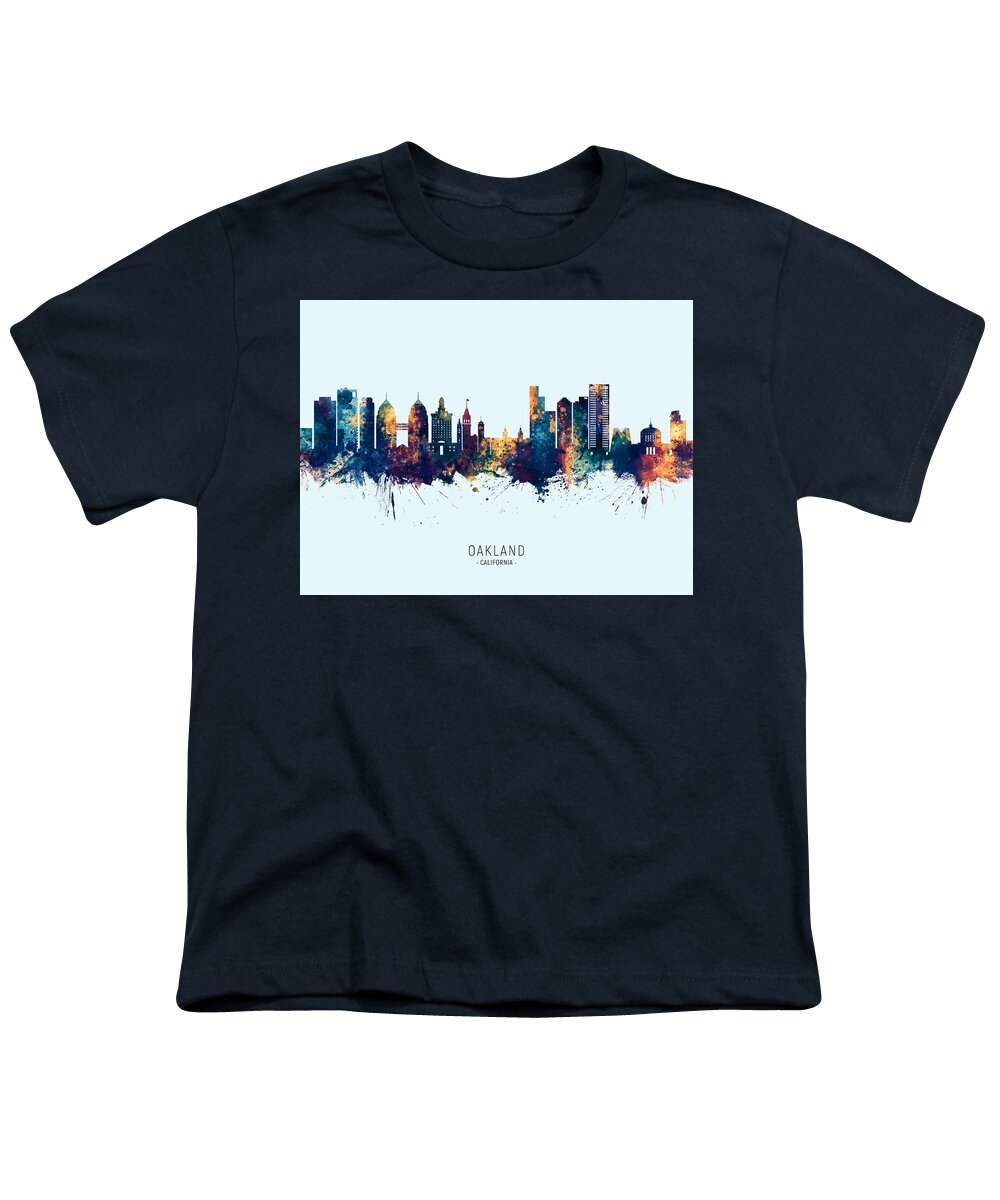 Oakland Youth T-Shirt featuring the digital art Oakland California Skyline #15 by Michael Tompsett