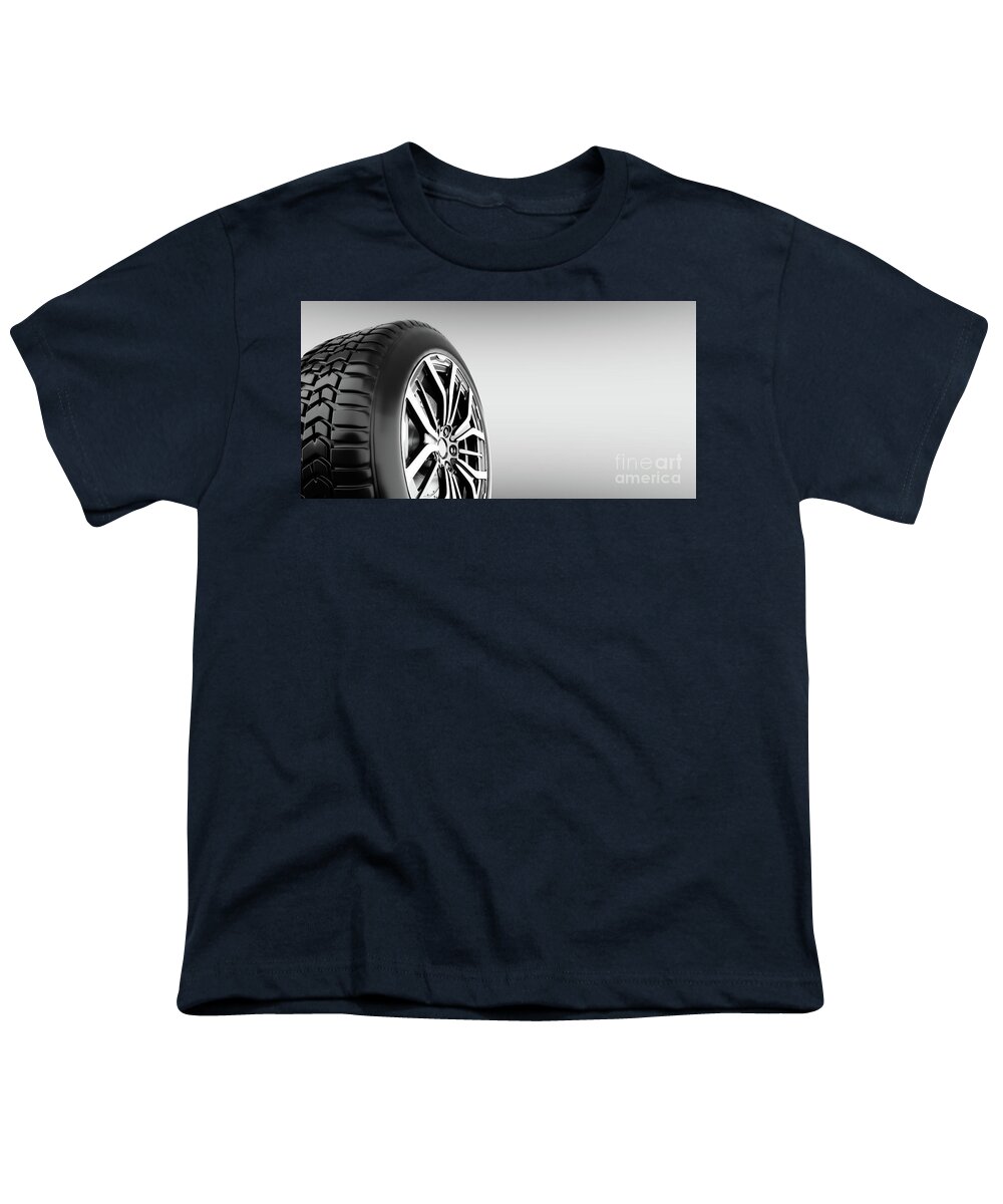 Wheel Youth T-Shirt featuring the photograph Wheel with modern alu rim on white background #2 by Michal Bednarek