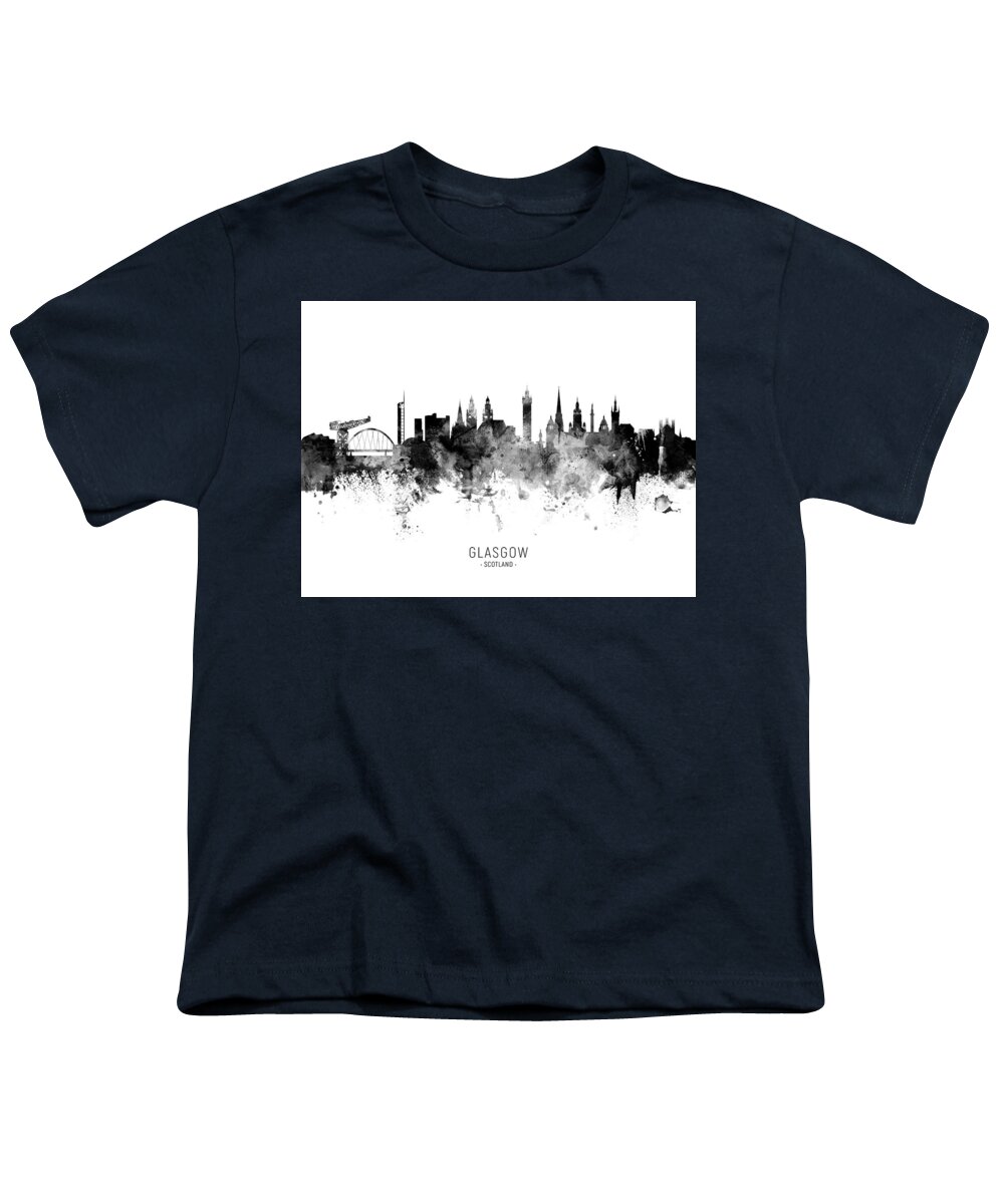 Glasgow Youth T-Shirt featuring the digital art Glasgow Scotland Skyline #23 by Michael Tompsett