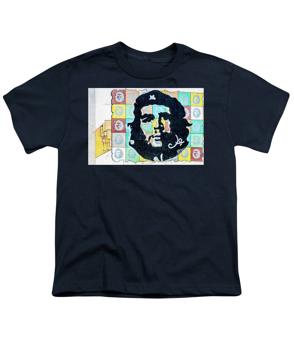 Cuba Youth T-Shirt featuring the photograph A Warhol style Che, Havana. Cuba #1 by Lie Yim