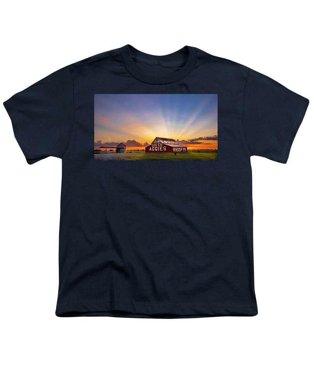 Aggie Barn Youth T-Shirt featuring the photograph Aggie Barn Fifteen Nineteen by Angie Mossburg