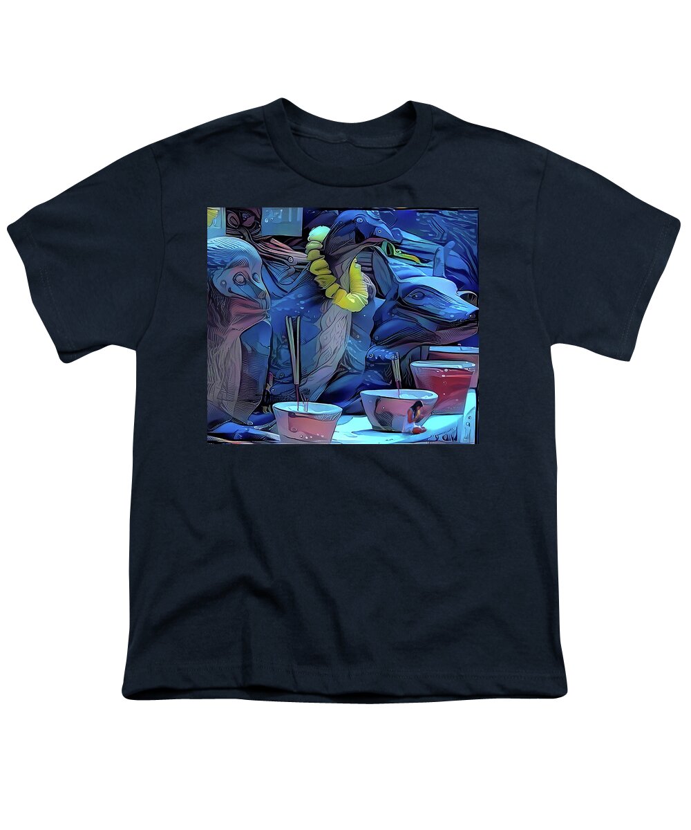 Alice In Wonderland Youth T-Shirt featuring the digital art Alice in Facebookland by Jeremy Holton