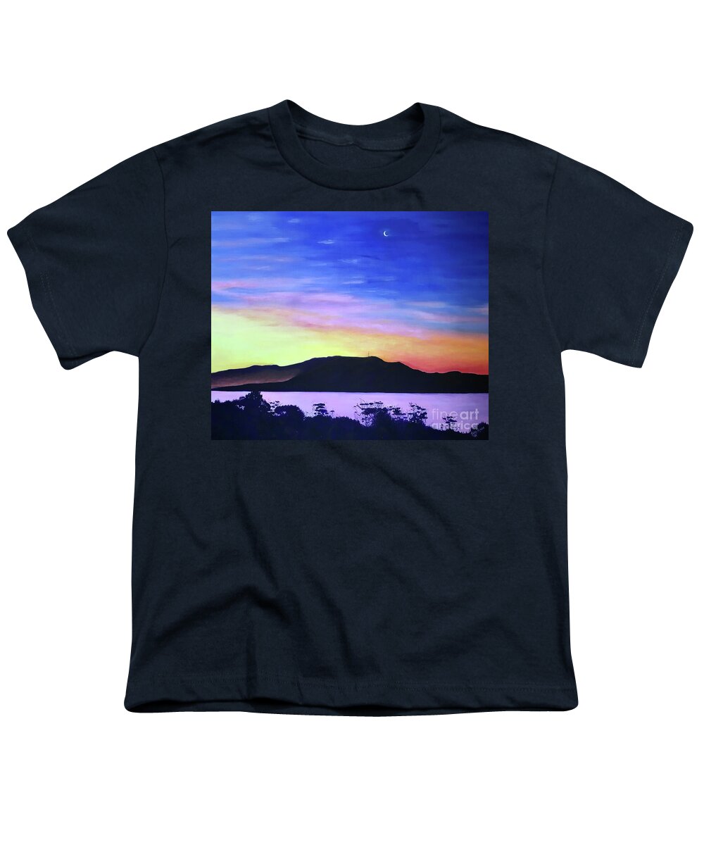Mt Wellington Youth T-Shirt featuring the painting An Amazing View of Mt Wellington by Lisa Rose Musselwhite