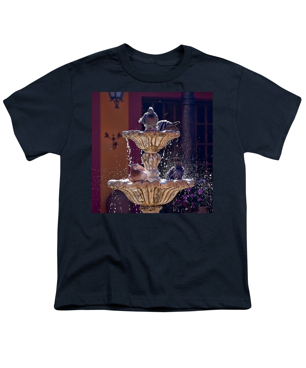 Water Fountain Youth T-Shirt featuring the photograph Animated Water Fountain by Tatiana Travelways