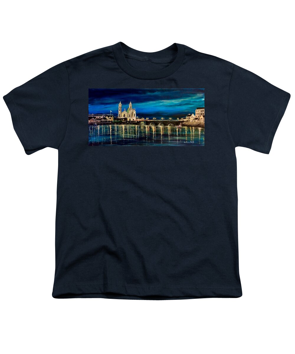 Athlone Youth T-Shirt featuring the painting Athlone at Night by Anna Boles