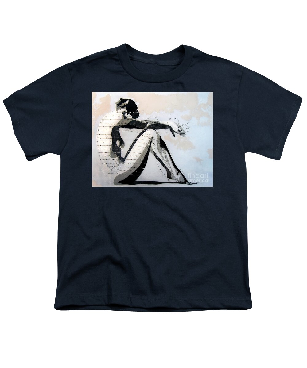 Denise Youth T-Shirt featuring the painting Barbed by Denise Deiloh