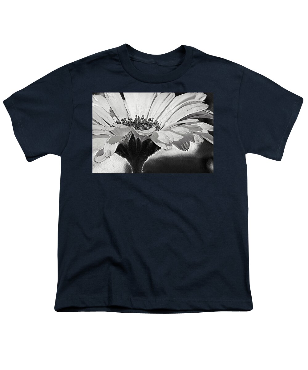 Bold Youth T-Shirt featuring the digital art Bold Black and White Calendula I by Marianne Campolongo