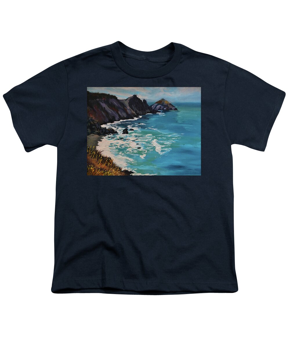 Pacific Youth T-Shirt featuring the painting California Coast by Alice Leggett