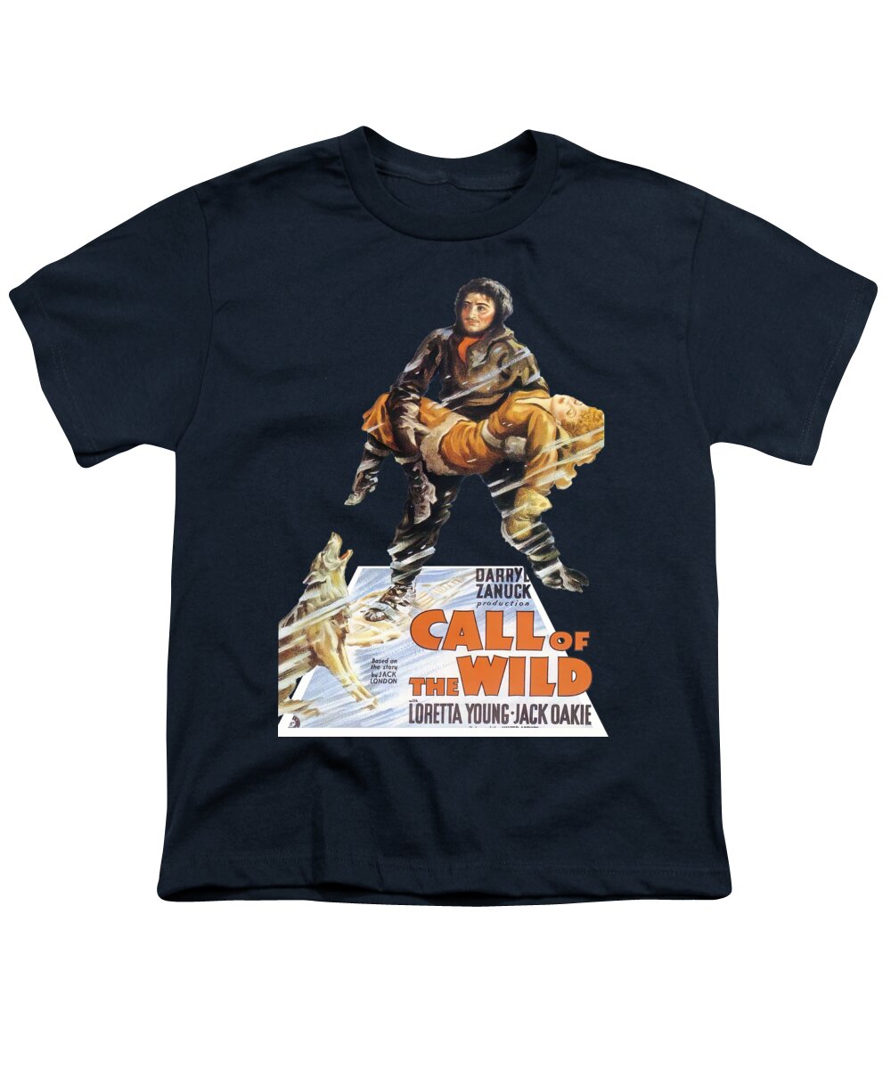 Call Youth T-Shirt featuring the mixed media ''Call of the Wild'', 1935 - 3d movie poster by Movie World Posters