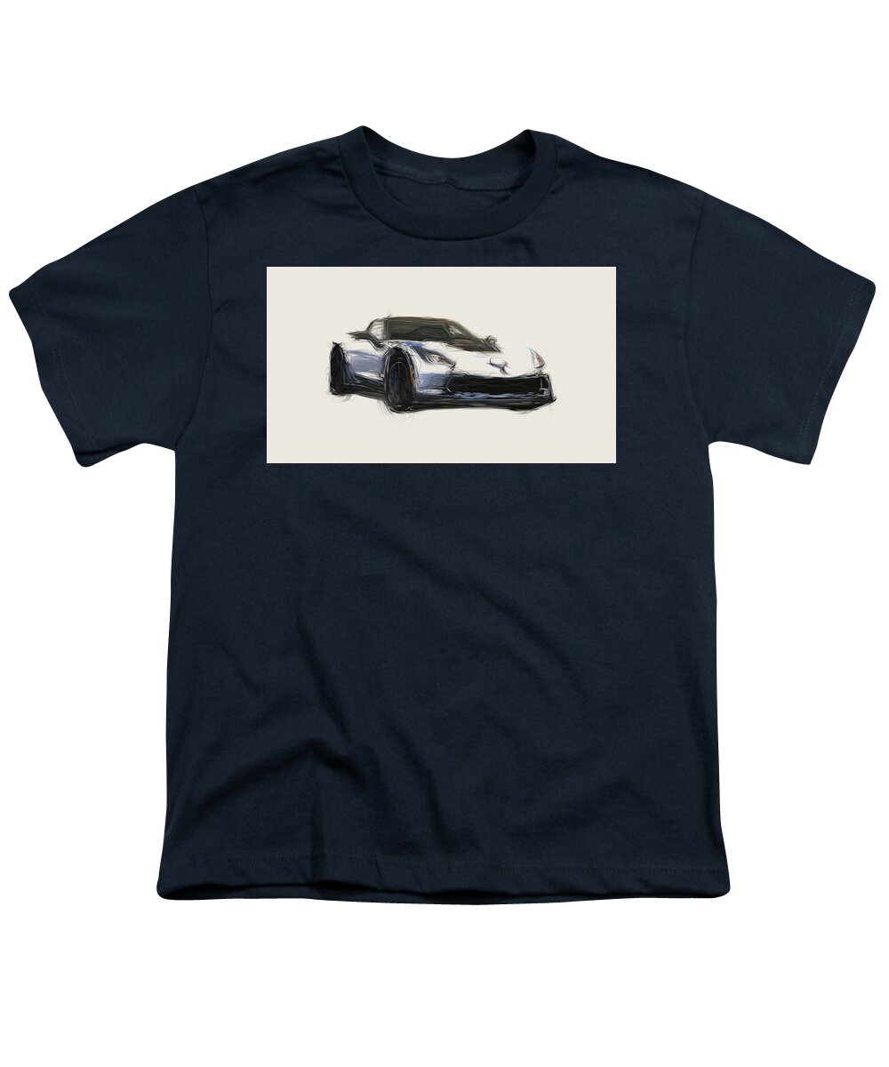 Chevrolet Youth T-Shirt featuring the digital art Chevrolet Corvette Carbon 65 Edition Car Drawing by CarsToon Concept
