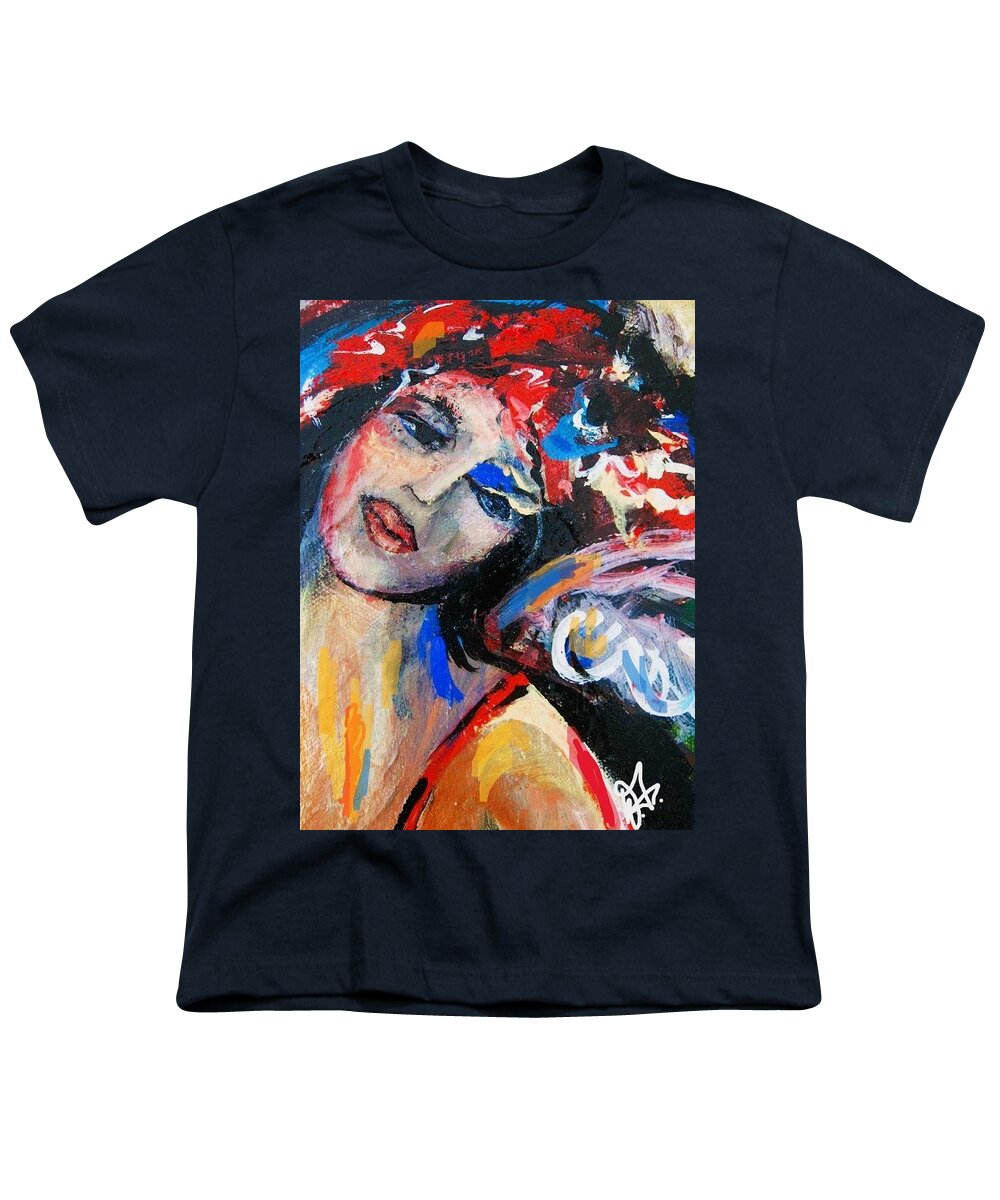 Portrait Youth T-Shirt featuring the painting Dot by Dawn Caravetta Fisher